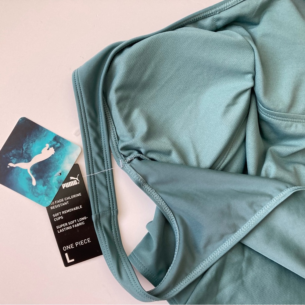 PUMA One Piece Swimsuit L Teal Green New - Picture 2 of 8